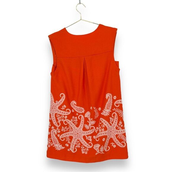 Maeve by Anthropologie Coastal Starfish Embroidered Mini Shift Dress Orange 2 - Picture 2 of 6